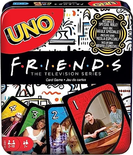 Mattel Games Uno Friends Jeu de cartes dans une boîte de rangement, objets de collection inspirés de la série TV