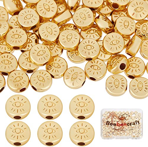 Beebeecraft 100 Stück/Box Evil Eye Spacer Beads 18 Karat Vergoldet Monster Eye Beads Charm 5x7 mm Lose Schmuckherstellung Perlen Für DIY Armband Ohrring Halskette