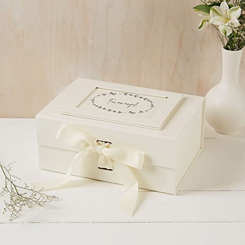 ANGEL & DOVE 'For an Angel' Memory Keepsake Box - Luxury Ivory Card Memory Box with Grosgrain Ribbon Bow