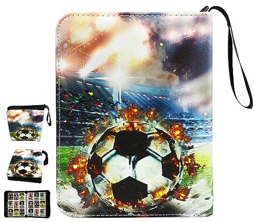 Karten Sammelalbum Fußball Karten Album, 900 Taschen Album für Sammelkarten,Trainer Sammelkartenalben Album,9 Taschen 50 Seiten. (Fußball-B-L)