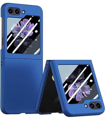 EASSGU Custodia in Silicone Adatta per Samsung Galaxy Z Flip5 / Samsung Galaxy Flip 5 2023 (6.7 Inches), PC Cover per Telefono Resistente Alla Caduta e Ai Graffi - Klein Blu