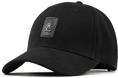 Big Head Hüte für Herren Oversize Baumwolle XXL Baseball Cap Große Kopf Hüte Plus Size Hut Verstellbar 58,4 cm - 64,8 cm, Schwarz, XXL