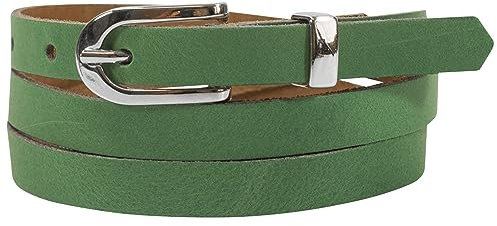 fashionchimp Basic Damengürtel aus 100% echtem Leder, schmaler Gürtel, Breite ca. 1,5cm, Made In Germany (Grün-Althea, 100/BW85)