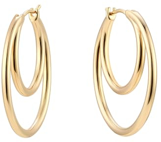 Jenosy Zarte Gold Ohrringe Groß Dünn Creolen Modische Leichte Knorpel Huggie Hypoallergene 18K Vergoldet Damen Modeschmuck für Frauen und Mädchen