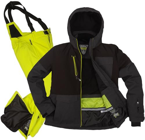 Killtec Jungen Skianzug Größe 140 wasserdicht 10.000 mm Wassersäule - Skijacke schwarz, Skihose limette