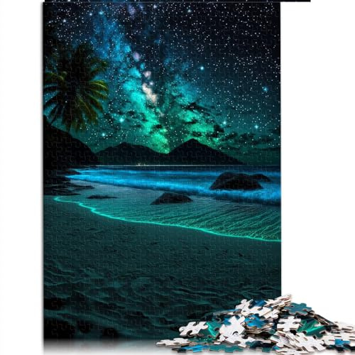 Puzzle für Kinder, Nachtansicht des Strandes, 1000-teilige Puzzles für Erwachsene, Kinder, für Erwachsene und Kinder, Papppuzzle, Lernpuzzle, Größe: 26 x 38 cm
