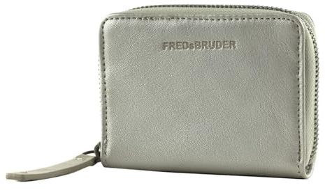 FREDsBRUDER Damen Geldbörse Pearl, Klassisch, Rindsleder, Reißverschluss, Mehrfachfächer, Perlfarben, Roségoldfarben, Handlich, Elegant, Wallet