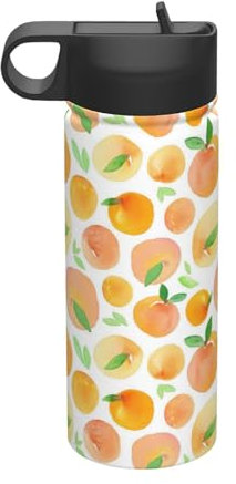 Peach Print 18oz Sports Insulated Kettle Double Wall Vacuum Insulated Metal Canteen Gift for Mom Men