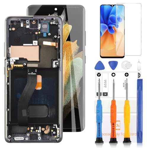 Écran LCD TFT pour Samsung Galaxy S21 Ultra 5G SM-G998B SM-G998B/DS SM-G998U SM-G998W Remplacement de l'écran LCD Écran Tactile Digitizer Assemblée avec Outils(Noir avec cadre)