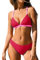 CUPSHE Ensemble bikini deux pièces pour femme avec col en V, taille basse, croisé dans le dos, bretelles fines, Rouge/rose, Taille L