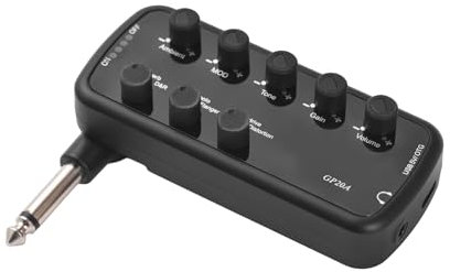 HUIOP Amplificador de guitarra Mini amplificador Auriculares portátiles Amplificador de guitarra Plug and Play para guitarra eléctrica Instrumento musical 3 Simulaciones de altavoces incorporados Grab