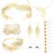 DPKOW Damen Griechische Göttin Kostüm Zubehör, Griechische Göttin Schmuck Lorbeerkranz Kopfschmuck Haarspange Halskette Ohrringe Oberarm Armbänder Gesichtstattoo, Karneval Hochzeit Braut Kopfschmuck