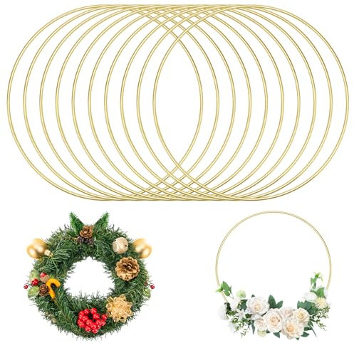 10 Stück Metallring Gold, 20cm Traumfänger Ring, Drahtring, Dekoring, Ringe Zum Basteln, Für DIY-Girlande, Hochzeitsgirlande, Wandbehang, Weihnachtstag