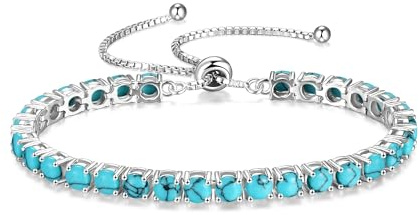 FANCIME Silber Armbnad Damen Tennis Armband mit Geburtsstein, Verstellbares Glitzer Tennis Armband Schmuck Geschenke für Damen Frauen Freundin Ehefrau Mutter