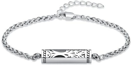 AIWENXI Albero della vita, bracciale con urna per cenere, in acciaio inox, per animali domestici, cenere, regalo per uomini e donne