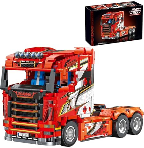 JUCYJULY Sports Car Building Block Set, 1708 PCS Scania Tractor Truck Model Building kits, MOC Car Building Bricks, Construction Vehicles Toy Gift for Kid Adult