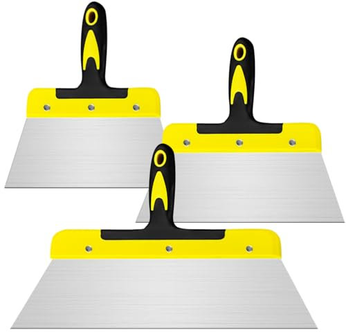 BAIFULAI 3 Stück Flächenspachtel, Breitspachtel Set 20 cm 25cm 40cm Profi Edelstahl BreitspachtelWandwerkzeuge Trockenbau Finishing Glättungsspatel Spachtel zum Verputzen von