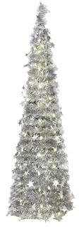 Totò Piccinni Albero di Natale POP UP slim artificiale con apertura semplice e veloce salvaspazio (Silver (Luce Calda), 120 Cm (60 Led))
