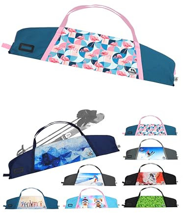 BAMBINIWELT Skitasche Kinder - Skisack für Ski, Stöcke & Handschuhe - Robuste Skibag aus wasserdichtem Cordura - Skicover mit Zwei-Wege-Reißverschluss & Tragegriffen (Modell 04, 145cm)