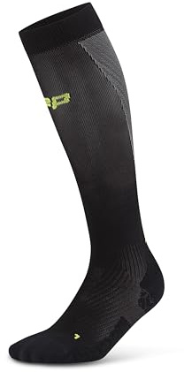 CEP - Leichte Laufsocken mit Kompression für Damen, Ultralight 4.0 Tall, Größe II/S / 25-31cm Wadenumfang, schwarz/grau