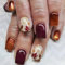 24pcs Autumn Maple Leaves Press On Nails Short Square Holiday Artificial Acrylic Stick On Nails For A Fashionable Look