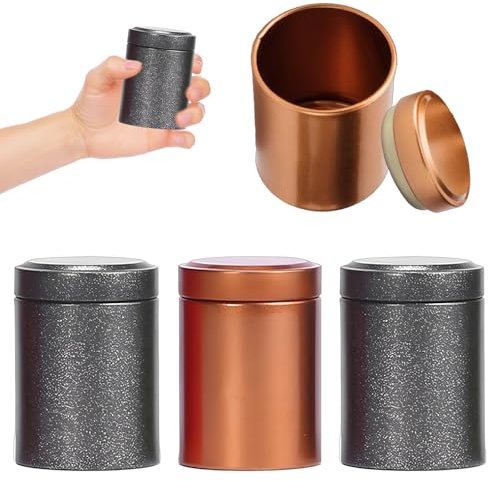 Bodeshis 4 Pcs Smell Proof Container, Small Tea Coffee Sugar Canisters, Aluminum Storage Jars for Camping & Travel, 60ml Vacuum Container, Smell Proof Jar for Spices, Herbs & Small Valuables