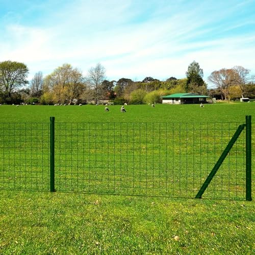 Eurozaun, Snsowed Maschendrahtzaun, Zaunpfosten, Zaun Garten, Gartenzaun Komplettset, Gartenzäune, Katzenzaun, Hühnerzaun, Stahl 25 x 1,5 m Grün