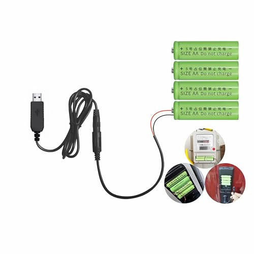 L55 USB zu 4x AA Batterie Adapter 5V auf 6V Spannungswandlerkabel 1m Stromversorgung für Spielzeug LED Geräte Fernbedienung Radio Outdoor Reise kompakt umweltfreundlich schwarz