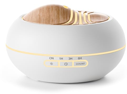 SALKING 400ml Humidificador Ultrasónico, Difusor de Aceites Esenciales con LED de 7 Colores y 4 Temporizador, Silencioso, Difusor Ultrasonico para Dormitorios Oficina