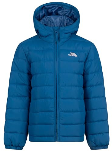 Trespass Boys Jacket Odair - Vertical Side Entry Pockets, Padded, Water-Resistant, Windproof Facing, Shell Fabric Chin Guard, Quilting Detail, Elastication at Hood