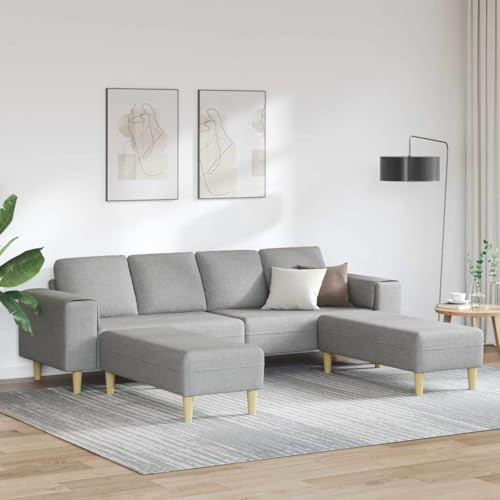 Qnhdfrt 4-Sitzer Big Sofa Wolken-Grau atmungsaktiver Stoff 250x188x76 cm moderner Couch für Wohnzimmer Balkon Jugendzimmer