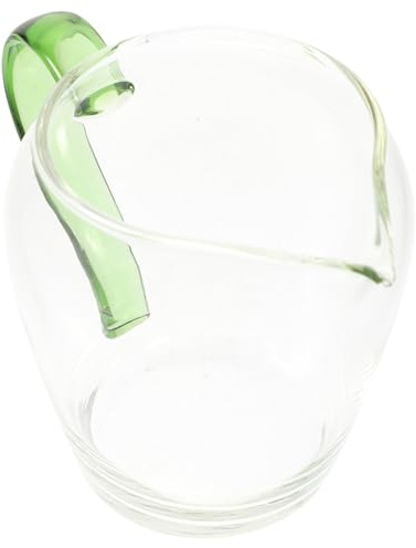 ZUNOXAZ Heat-Resistant Transparent Glass Gravy Boat with Green Handle Tea Pitcher for Sauce Juice and Tea Serving Stable Base Kitchen Accessory for Home and Restaurant Use