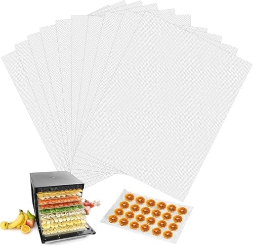 10 Pcs Premium Silicone Dehydrator Sheets,28.5×38.5cm Non-stick Silicone Dehydrator Mats,Reusable Mesh Mats For Fruit Dryer, Reusable Fruit Dryer Mat For Jerky Grains And Veggies.