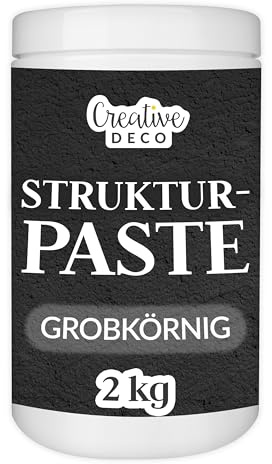 Creative Deco Strukturpaste Grobkörnig 2 kg | Schwarze Spachtelmasse