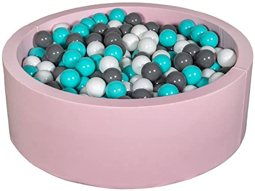 Velinda Bällebad Ballpool Kugelbad Bällchenbad Bällchenpool Kinder-Pool+450 Bällen rosa (Farbe der Bälle: weiß,grau,türkis)