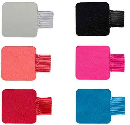 Rmeet Pen Loop Holder, 6 Pack Square Journal Pen Holders Self Adhesive Pencil Holder Elastic Leather Pen Loop for Notebook Multicolor