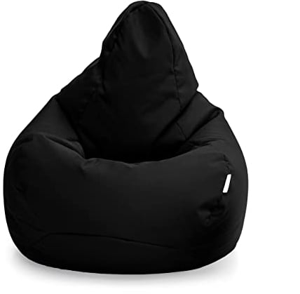Loft 25 Gaming Sitzsack Outdoor | Gaming Sessel für den Innenbereich des Wohnzimmers im Freien | Wasserbeständig | Ergonomisches Design zur Körperunterstützung | Langlebig (Schwarz, Sitzsack)