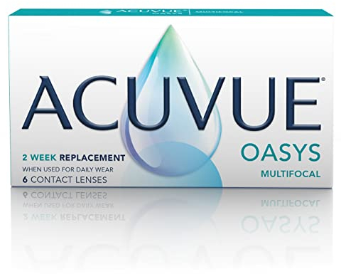 ACUVUE OASYS MULTIFOCAL Kontaktlinsen – Gleitsichtlinsen für den Nah-, Zwischen- und Fernbereich – -4.00 dpt und BC 8,4 – Addition H – Mit UV Schutz und Austrocknungsschutz – 6 Linsen