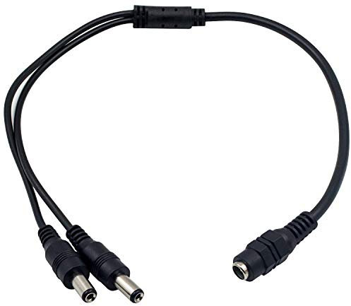 Duttek CCTV Power Splitter Cable, DC 5.5x2.1mm 1 Female to 2 Male Splitter Cable 2 Way DC Power Cable Y Splitter for CCTV Security Camera/IP Camera/DVR Standalone/LED Strip (40CM/15.74Inch)