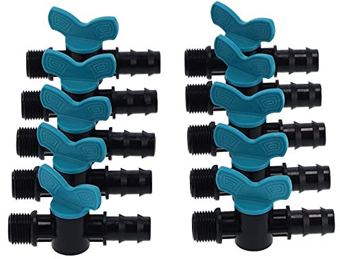 Valvola di Commutazione per Irrigazione a Goccia, Valvola a Saracinesca da 50 Pezzi Valvola di Irrigazione a Goccia Filettata Maschio 16x3/4 Pollici per Giardino