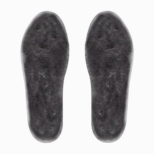 riemot Echte Schaffell Einlegesohlen Winter Warm Lammfell Schuheinlagen Lammwolle Sohlen für Winterschuhe Gummistiefel Kinderschuhe Grau Gr.37 EU