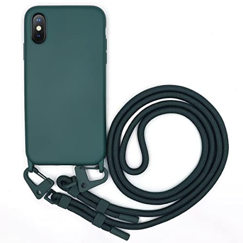 GoodcAcy Crossbody Lanyard Phone case for iPhone XS Max, Silicone Phone Cover with Adjustable Necklace Strap Soft Belt Neck Cord Lanyard Shockproof Protective Case for iPhone XS Max- Green