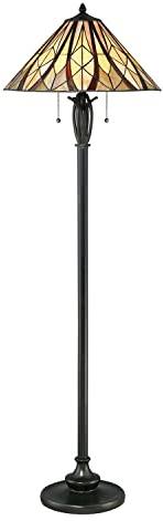 Licht-Erlebnisse Standleuchte Tiffany Stil 149 cm klein 2 Zugpendel E27 Glas Metall Stehlampe Wohnzimmer