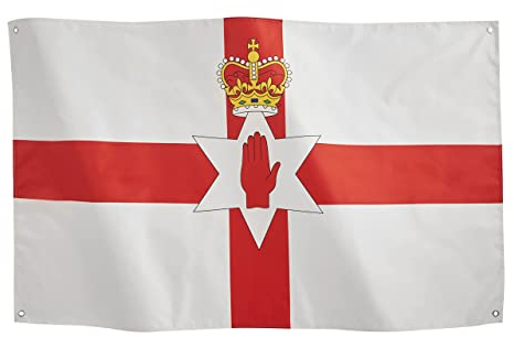 Runesol Flagge Nordirland 3x5, 91x152cm, Hand Of Ulster Banner, 4 Ösen, Messing Öse In Jeder Ecke, Irische Feiern, Premium-Flaggen, Wasserdicht, Innen, Tag der heiligen Brigid, St. Bigid's Day