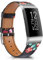 Vancle Kompatibel mit Charge 4 Armband/Charge 3 Armband, Weiches Leder Ersatzarmband für Charge 4 / Charge 3 Damen Herren (Rot Blume)