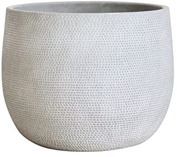 Olly & Rose Barcelona Keramik-Blumentopf, groß, 25 cm, cremefarbene graue Blumentöpfe – Pflanztöpfe für drinnen und draußen, extra groß