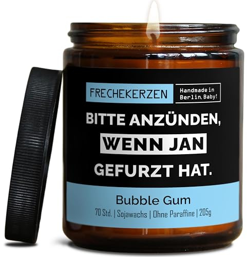 Lustige Duftkerze mit Spruch für Freunde, Geschwister, Papa | Handgemacht aus Sojawachs |Personalisierte Geschenkkerze In Geschenkbox | Valentinstag Geschenk Geburtstag |Bubble Gum
