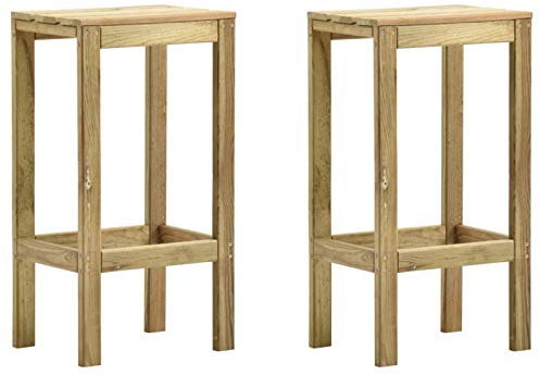Chusui Barhocker 2 STK Barhocker Outdoor, Barstühle, Gartenstuhl, Balkonstuhl, Imprägniertes Kiefernholz, Hellbraun, Rustikal, Holz, 75 cm Sitzhöhe