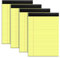 4 Stück gelbe Notizblöcke, 21,6 x 28,9 cm, gelbe Rechtsblöcke, 30 Blatt, perforierte gelbe Blöcke, Papier, breit liniert, Schreibblock, 70 g/m², hochwertiges dickes Papier, doppelseitiger Druck,
