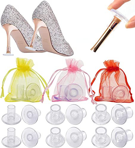 6 Pairs Heel Stoppers for Grass, 3 Sizes Stiletto High Heel Protectors for Women Wedding Shoes, High Heels Protectors for Walking on Grass and Uneven Floor Use for Long Time